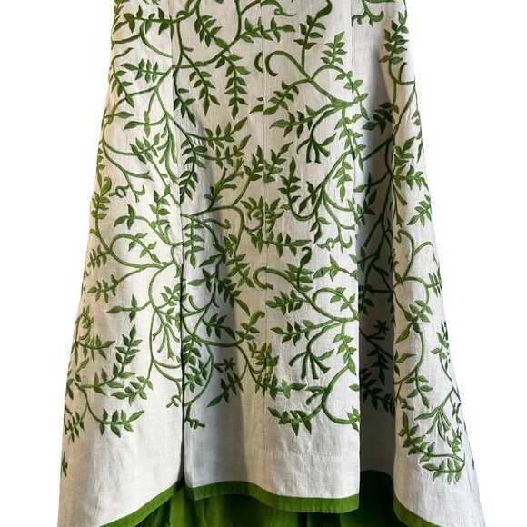 Vintage Tracy Reese Linen Embroidered Garden Dress - Size 8 - Picture 7 of 14